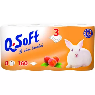 Toaletný papier Q-SOFT 3vrs. 160útržkov 8ks broskyňa / predaj po balení Toaletný papier Q-SOFT 3vrs. 160útržkov 8ks broskyňa / predaj po balení