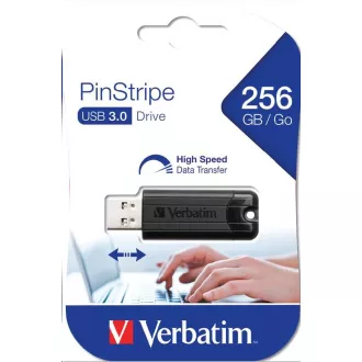 VERBATIM Flash Disk 256GB PinStripe USB 3.0, čierna