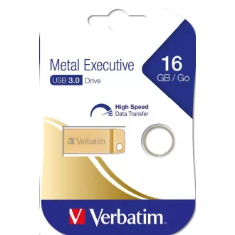 VERBATIM Flash Disk 16GB Metal Executive, USB 3.0, zlatá, kovová
