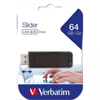 VERBATIM Flash Disk 64GB Store 'n' Go Slider, čierna
