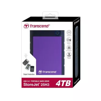TRANSCEND externý HDD USB 3.1 StoreJet 25H3P, 4TB, Purple (nárazuvzdorný)