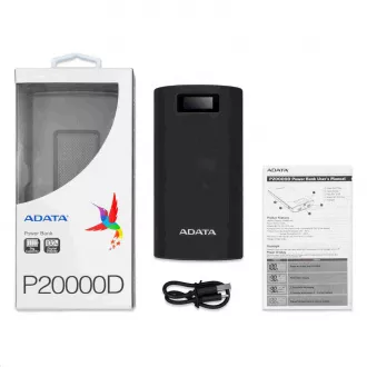 ADATA PowerBank P20000D - externá batéria pre mobil/tablet 20000mAh, 2, 1A, čierna