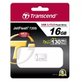 TRANSCEND Flash Disk 16GB JetFlash®720S, USB 3.1, MLC solution (R:130/W:25 MB/s) strieborná