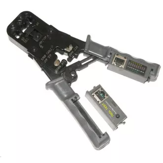 Kliešte krimpovacie PROFI+ s račňou pre konektory RJ11, RJ12, RJ45 s testerom a LED indikáciou