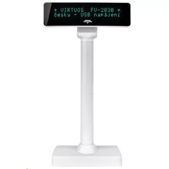 Virtuos VFD zákaznícky displej Virtuos FV-2030B 2x20 9mm, USB, biely