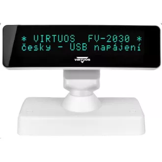 Virtuos VFD zákaznícky displej Virtuos FV-2030B 2x20 9mm, USB, biely