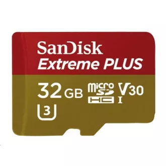 SanDisk MicroSDHC karta 32GB Extreme PLUS (10MB/s, UHS-I V30, Rescue Pro Deluxe) + adaptér