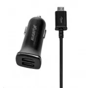 Aligator nabíjačka do auta Turbo charge, 12/24 V, 2, 4 A, microUSB, 2x USB výstup, čierna