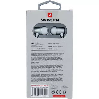 EARBUDS DYNAMIC YS500 SILV/WH SWISSTEN EARBUDS DYNAMIC YS500 SILV/WH SWISSTEN