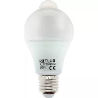 RLL 317 A60 E27 PIR žiarovka 8W WW RETLUX