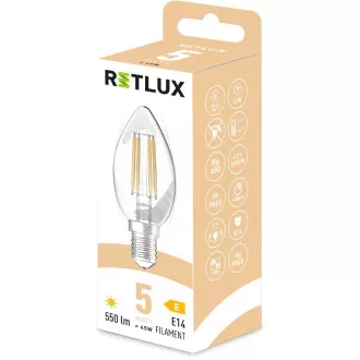 RFL 400 Fil. C35 E14 sviečka 5W WW RETLUX