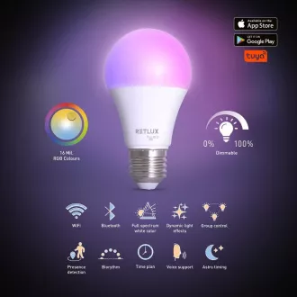 RSH 102 A 60 E27 žiar. 9W RGB CCT RETLUX