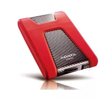 ADATA Externý HDD 2TB USB 3.1 DashDrive Durable HD650, červený (gumový, nárazu odolný)