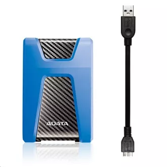ADATA Externý HDD 1TB USB 3.1 DashDrive Durable HD650, modrý (gumový, nárazu odolný)