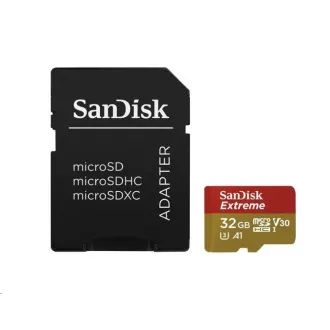 SanDisk MicroSDHC karta 32GB Extreme (100MB/s, Class 10, UHS-I U3 V30) + adaptér