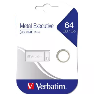 VERBATIM Flash Disk 64GB Metal Executive, USB 2.0, strieborná