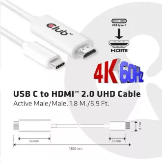 Club3D Kábel aktívny USB typ C na HDMI 2.0 4K60Hz UHD, 1, 8m