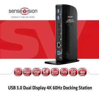 Club3D Dokovacia stanica USB-A alebo USB-C, 10v1 2xDP, 6xUSB, 1xRJ45, 1x3.5mm, čierna Club3D Dokovacia stanica USB-A alebo USB-C, 10v1 2xDP, 6xUSB, 1xRJ45, 1x3.5mm, čierna