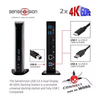 Club3D Dokovacia stanica USB-A alebo USB-C, 10v1 2xDP, 6xUSB, 1xRJ45, 1x3.5mm, čierna Club3D Dokovacia stanica USB-A alebo USB-C, 10v1 2xDP, 6xUSB, 1xRJ45, 1x3.5mm, čierna