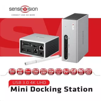 Club3D Dokovacia stanica USB-A 8v1, 1xHDMI, 1xDVI, 4xUSB, 1xRJ45, 1x3.5mm, šedá Club3D Dokovacia stanica USB-A 8v1, 1xHDMI, 1xDVI, 4xUSB, 1xRJ45, 1x3.5mm, šedá