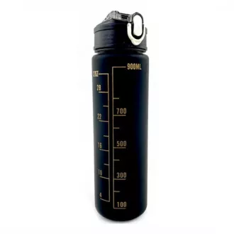 Motivačná športová fľaša 3v1, 2000 ml + 900 ml + 300 ml, Čierna