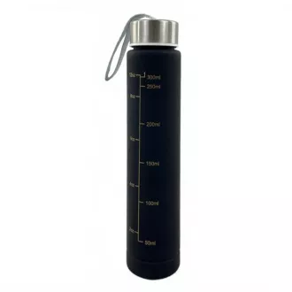 Motivačná športová fľaša 3v1, 2000 ml + 900 ml + 300 ml, Čierna