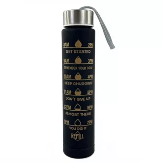Motivačná športová fľaša 3v1, 2000 ml + 900 ml + 300 ml, Čierna