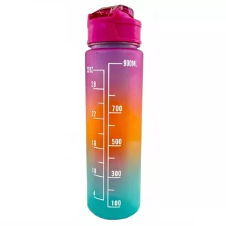 Motivačná športová fľaša 3v1, 2000 ml + 900 ml + 300 ml, Čierna