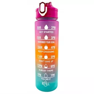Motivačná športová fľaša 3v1, 2000 ml + 900 ml + 300 ml, Čierna