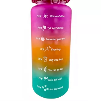 Motivačná športová fľaša 3v1, 2000 ml + 900 ml + 300 ml, Čierna