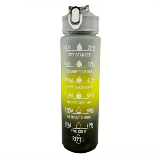 Motivačná športová fľaša 3v1, 2000 ml + 900 ml + 300 ml, Čierna