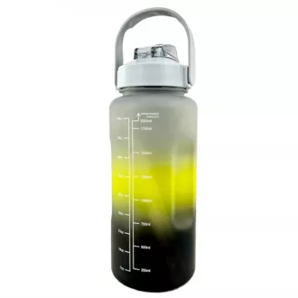 Motivačná športová fľaša 3v1, 2000 ml + 900 ml + 300 ml, Čierna