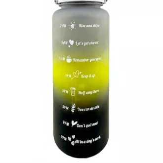 Motivačná športová fľaša 3v1, 2000 ml + 900 ml + 300 ml, Čierna
