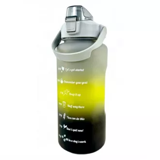 Motivačná športová fľaša 3v1, 2000 ml + 900 ml + 300 ml, Čierna