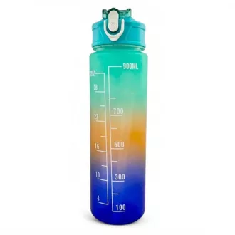 Motivačná športová fľaša 3v1, 2000 ml + 900 ml + 300 ml, Čierna