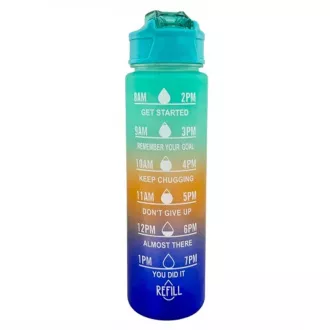 Motivačná športová fľaša 3v1, 2000 ml + 900 ml + 300 ml, Čierna