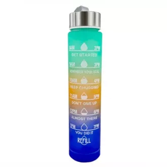 Motivačná športová fľaša 3v1, 2000 ml + 900 ml + 300 ml, Čierna