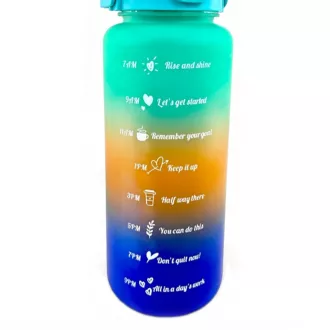 Motivačná športová fľaša 3v1, 2000 ml + 900 ml + 300 ml, Čierna