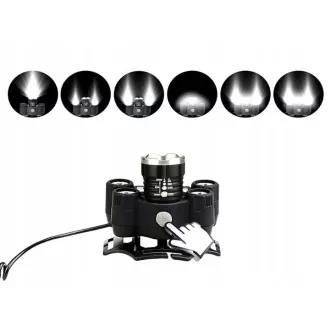 Čelovka CREE 1 x XM-L T6 + 4 x silný Q5 biely + 1 x silný COB + ZOOM opasok