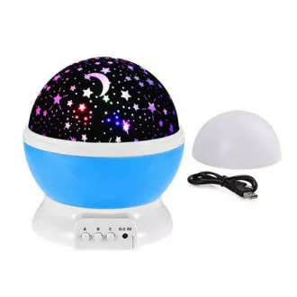 Nočná LED lampička s projekciou hviezd, otočná, Modrá