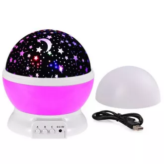 Nočná LED lampička s projekciou hviezd, otočná, Ružová