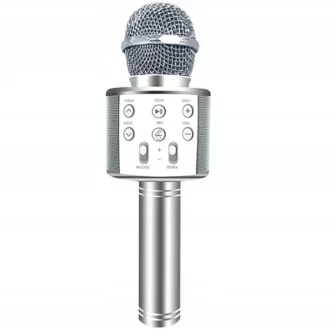Karaoke bluetooth mikrofón s reproduktorom, Strieborná