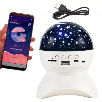 Nočný LED projektor hviezd s USB, Biela