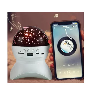 Nočný LED projektor hviezd s USB, Biela