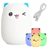 Detská nočná LED lampička MAČKA RGB + USB kábel