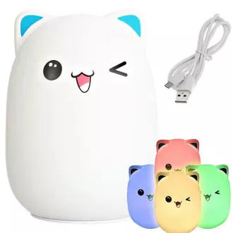 Detská nočná LED lampička MAČKA RGB + USB kábel