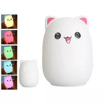 Detská nočná LED lampička MAČKA RGB + USB kábel