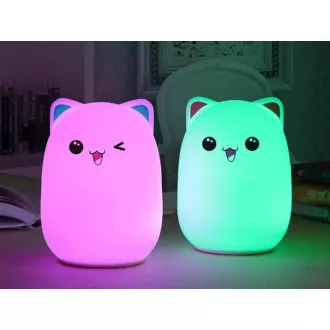 Detská nočná LED lampička MAČKA RGB + USB kábel