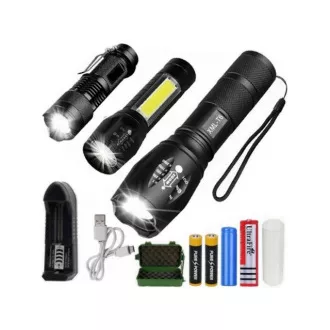 3x LED baterka CREE XM-L T6 a Q5 2x ZOOM a XPE + COB 3x LED baterka CREE XM-L T6 a Q5 2x ZOOM a XPE + COB