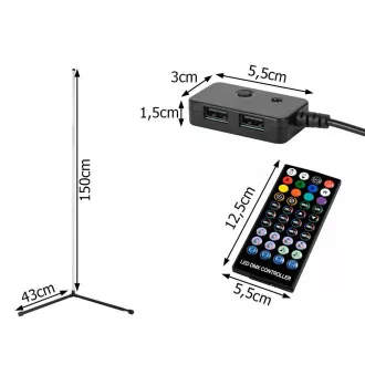 Podlahová rohová RGB LED lampa, s ovládačom Podlahová rohová RGB LED lampa, s ovládačom